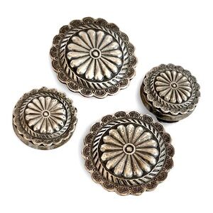 Silver Floral Concho Button Cover Set